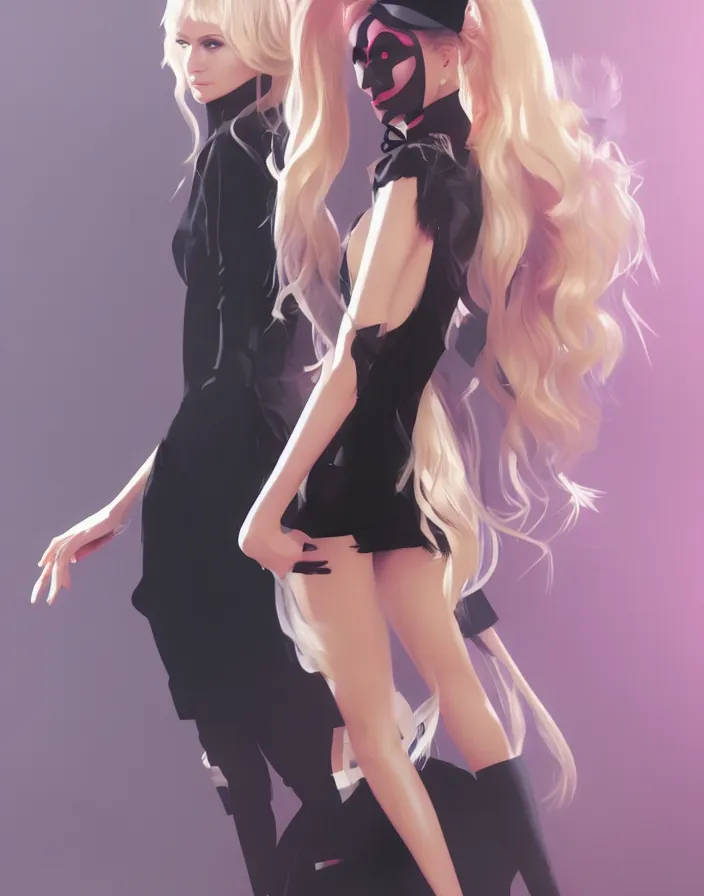 Image similar to paris hilton fashion portrait, matte, art by ilya kuvshinov and kyoto animation and ruan jia and ross tran, studio quality, aniplex,