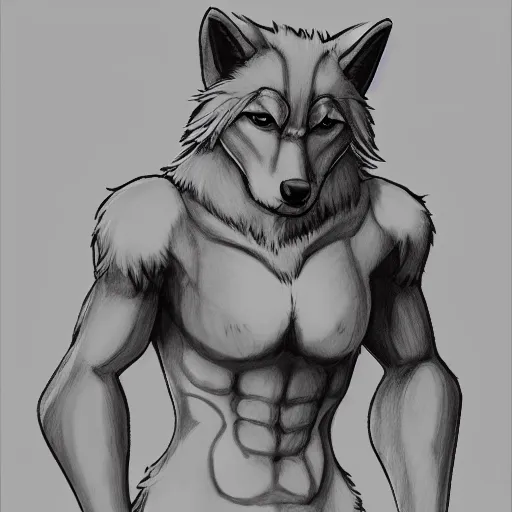 Image similar to an anthropomorphic wolf, fursona!!!! trending on furaffinity, by kawacy, trending on artstation, full body