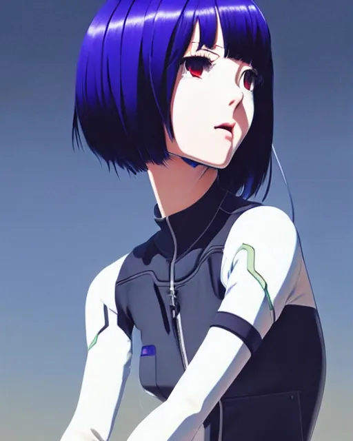 Image similar to girl wearing eva plugsuit | | very very anime!!!, fine - face, audrey plaza, realistic shaded perfect face, fine details. anime. realistic shaded lighting poster by ilya kuvshinov katsuhiro otomo ghost - in - the - shell, magali villeneuve, artgerm, jeremy lipkin and michael garmash and rob rey