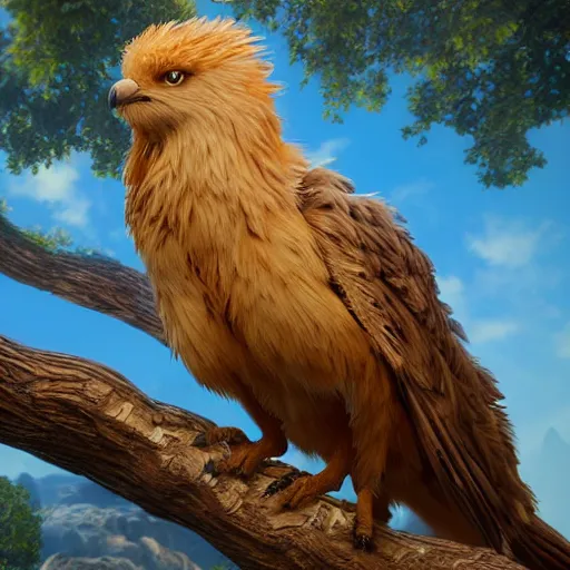 Prompt: griffin on a tree branch, highly detailed, photorealistic portrait, bright studio setting, studio lighting, crisp quality and light reflections, unreal engine 5 quality render