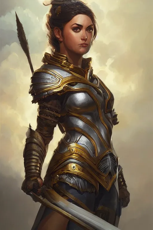 Image similar to amazon valkyrie athena, d & d, fantasy, portrait, highly detailed, headshot, digital painting, trending on artstation, concept art, sharp focus, illustration, art by artgerm and greg rutkowski and magali villeneuve