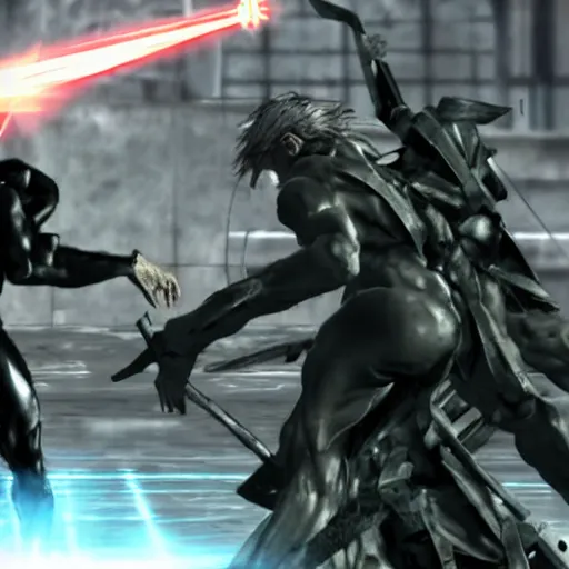 Prompt: Jesus and Judas fighting in Metal Gear Rising
