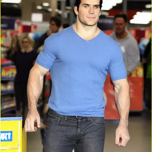 Prompt: henry cavill working at walmart