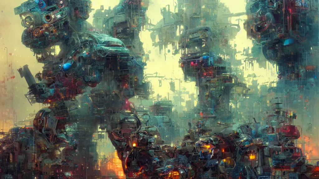 Prompt: a machine conjuring!!! an image!!! from of noise!!!, by john berkey, marc simonetti, and diego gisbert llorens, cinematic closeup!!, accurate facial details, colorful, intricate, chaotic, fantasy realism, hopeful, 8 k render, volumetric lighting
