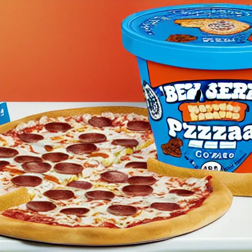 Prompt: ben and jerry's pizza flavoured ice cream