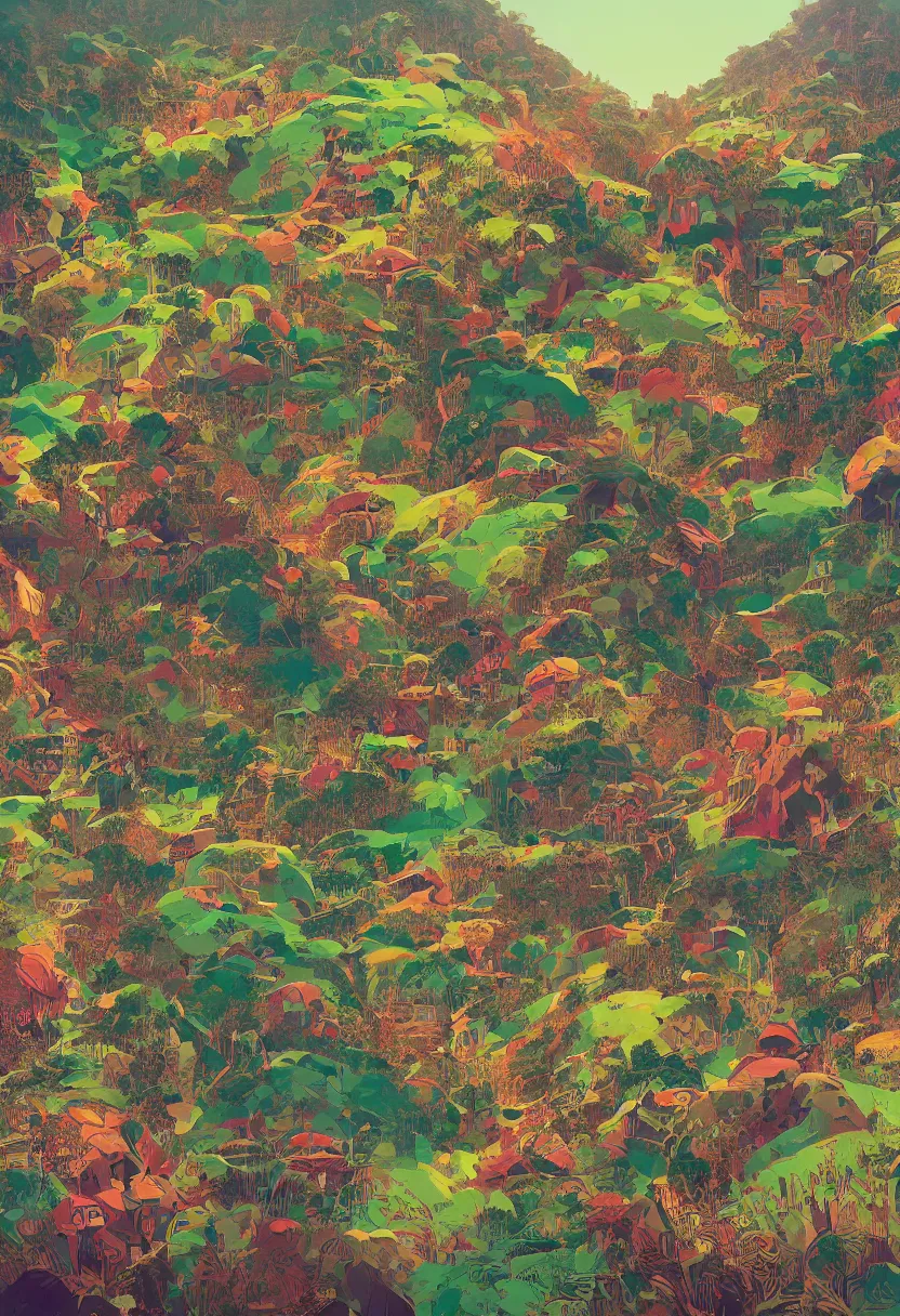 Prompt: Vietnam War hillside artwork, artstation winner by Victo Ngai, Kilian Eng and by Jake Parker, vibrant colors, winning-award masterpiece, fantastically gaudy, aesthetic octane render, 8K HD Resolution
