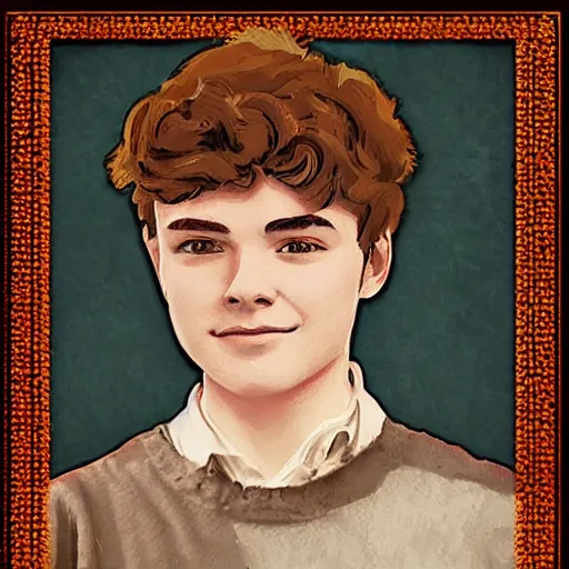 Image similar to Gilbert Blythe from anne with an e as college students, digital art