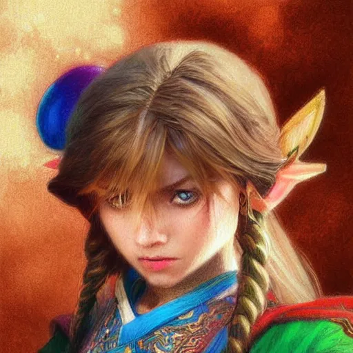 Prompt: zelda portrait, Crayon, textured art by Stanley Artgerm Lau , greg rutkowski, thomas kindkade, alphonse mucha, loish, norman rockwell