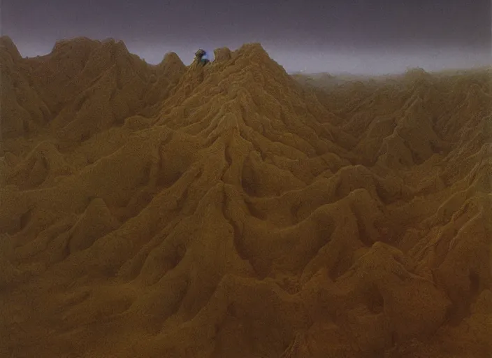 Image similar to A detailed matte painting of a landscape, detailed, immaculate scale, Zdzislaw Beksinski