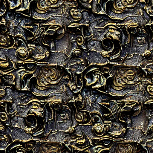 Image similar to seamless tialable texture of damaged metal gold, realistic, very detailed, beautiful, intricate details, sharp focus, substance designer, substance render, substance painter, marmoset, unreal engine, octane render