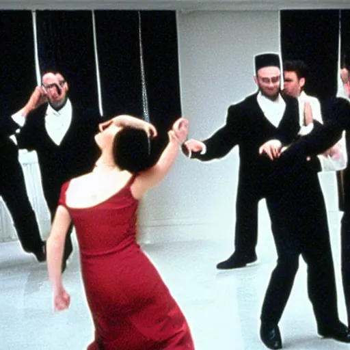 Image similar to orthodox Jews dancing in American Psycho (1999)