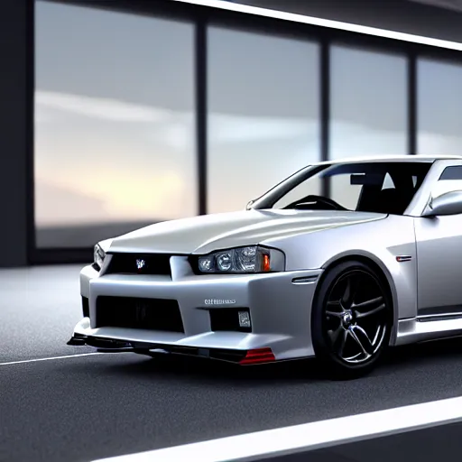 Prompt: unreal engine render of a nissan skyline, cinematic, raytracing