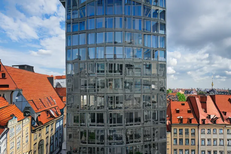 Prompt: office with a view, Wroclaw, architecture photography