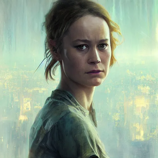 Image similar to brie larson, hyperrealistic portrait, bladerunner street, art of elysium by jeremy mann and alphonse mucha, fantasy art, photo realistic, dynamic lighting, artstation, poster, volumetric lighting, very detailed face, 4 k, award winning