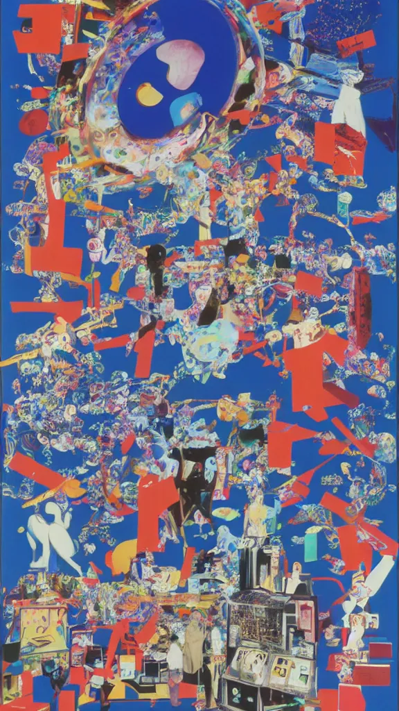 Prompt: the future, mixed media, esoteric, wallpaper, by tadanori yokoo, nam june paik, mariko mori