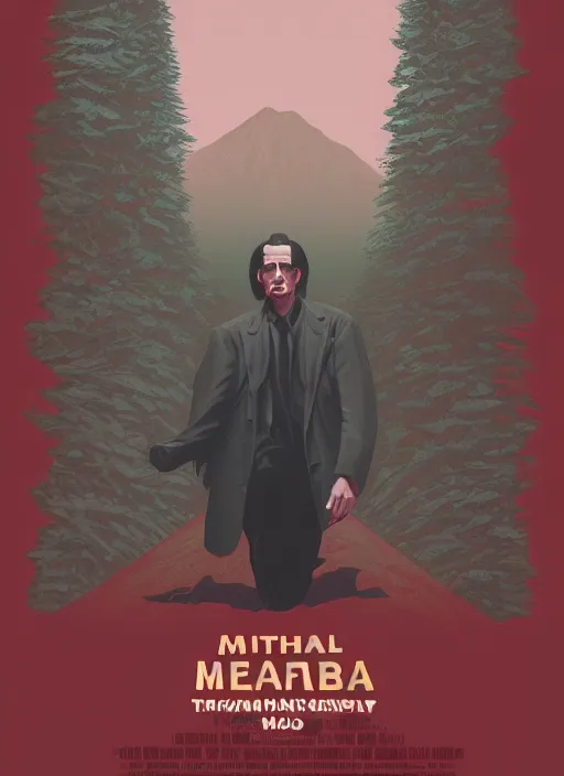 Image similar to Twin Peaks movie poster artwork by Michael Whelan and Tomer Hanuka, Rendering of moloch, from a scene from Twin Peaks, clean, full of detail, Matte painting, trending on artstation and unreal engine