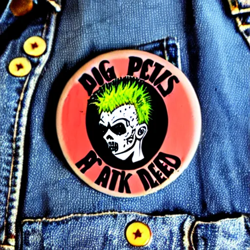Image similar to painting on a badge, punks not dead!, exploited, clash, junk yard, rats, punk rock album cover art style, grunge, no future