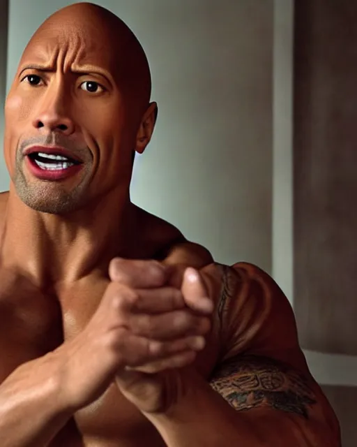 Prompt: film still close - up shot of dwayne johnson as a mime. photographic, photography
