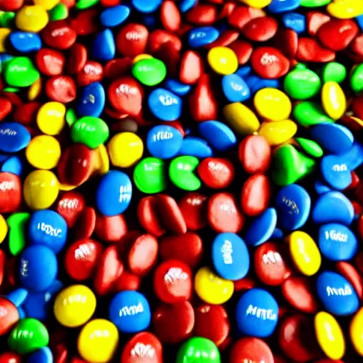 Image similar to a pile of m & m candies forming the face of eminem