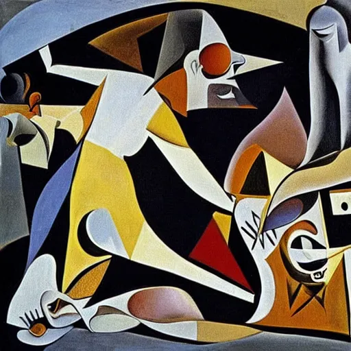 Image similar to Guernica by Salvador Dali, intricate detail