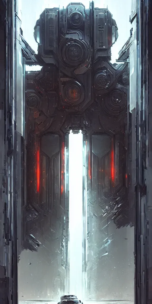 Image similar to hyper realistic ornate sci - fi double door by maciej kuciara, darek zabrocki