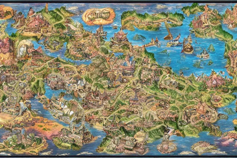 Image similar to Map of a heavenly realm highly detailed, full color