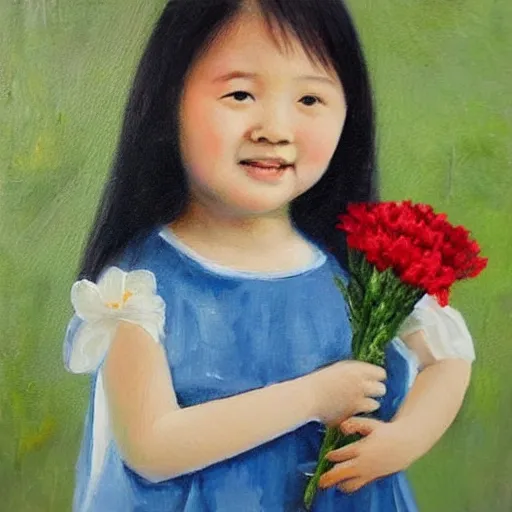 Prompt: https://media.discordapp.net/attachments/1005627781566185532/1005791217520488508/Asian_little_girl_holding_flowers_bust_oil_paintingCGHD8K_-S_1053138150_ts-1659868519_idx-0-1.png cute little girl holding incense burner