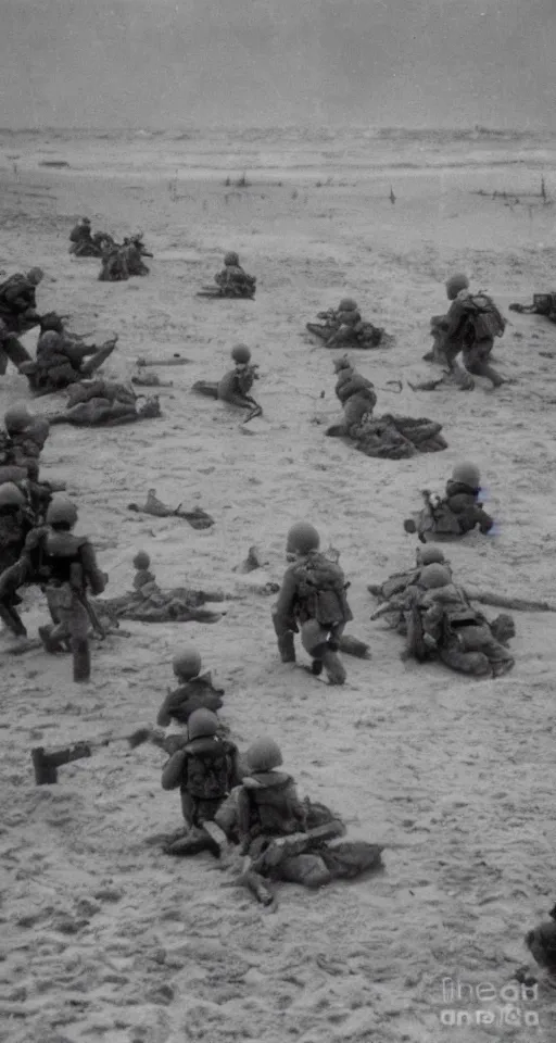 Image similar to omaha beach d day spongebob squarepants colorized photograph