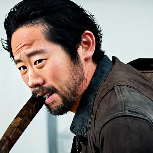 Prompt: Steven Yeun playing Negan Smith from the walking dead (Season 7 episode 1) ,8k,