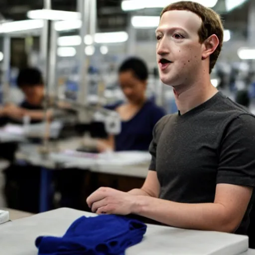 Image similar to mark zuckerberg working in sweatshop