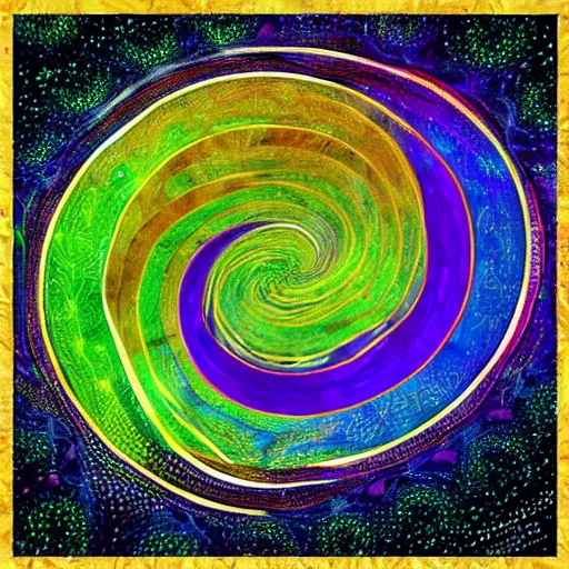 Image similar to a beautiful illustration of a psychedelic spiral tree diagram