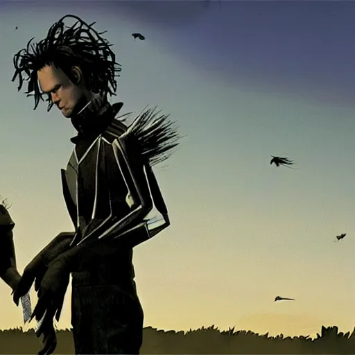 Image similar to edward scissorhands in gta 6 cover art by pedro conti