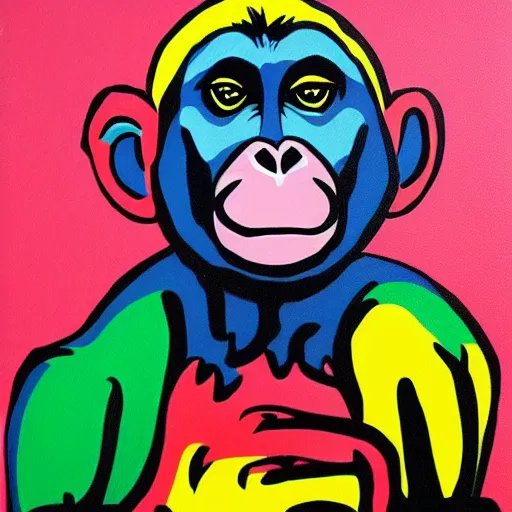 Image similar to a pop art painting of a monkey