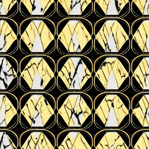 Image similar to Art Deco Geometric pattern, gold, white marble, high resolution, black marble