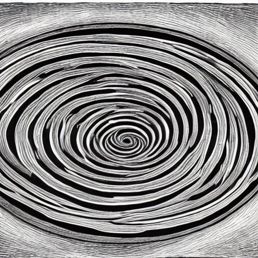 Image similar to a whirlpool of eels by mc escher, black and white, highly detailed, symmetric