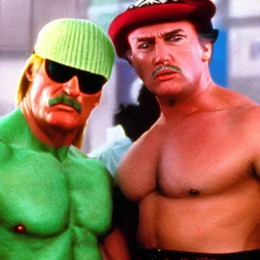 Image similar to donald trump as hulk hogan in mr. nanny ( 1 9 9 3 )