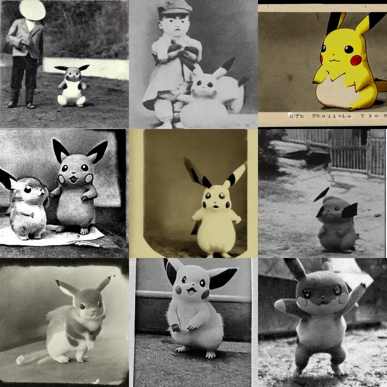 Prompt: pikachu rare footage, 1 9 0 0 s old photograph