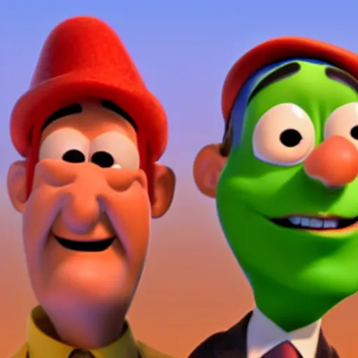 Image similar to pixar marx brothers, movie stills, subsurface scattering,