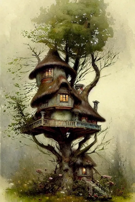 Gráfico de fantasia de Elven Forest Cottage · Creative Fabrica