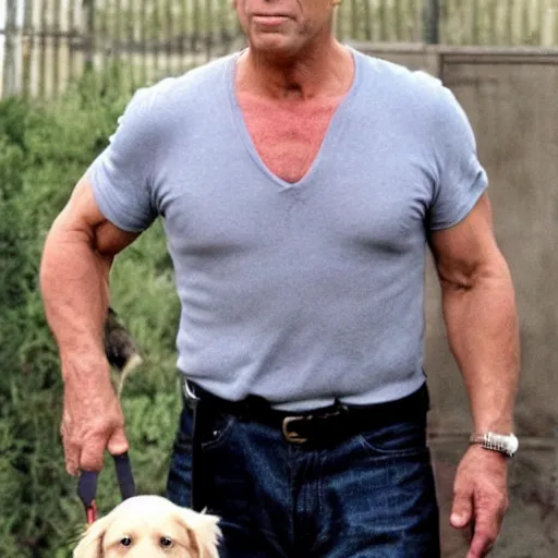 Prompt: Bruce Willis with a dogs' body