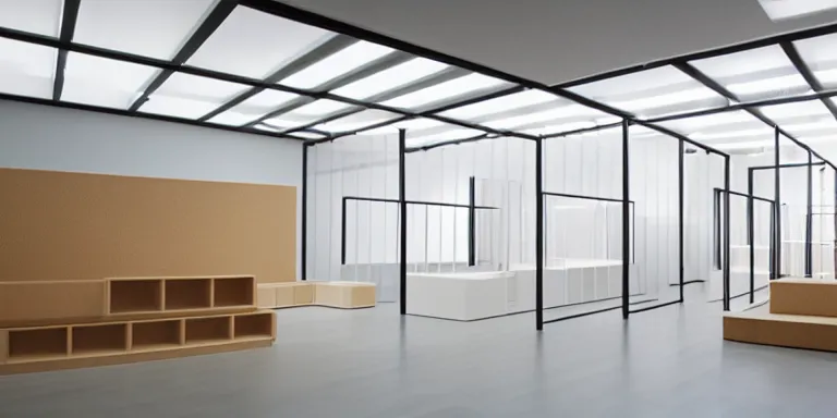 Prompt: dezeen showroom, minimalissimo, archdaily soft light gradient computer blur from spike jonze her