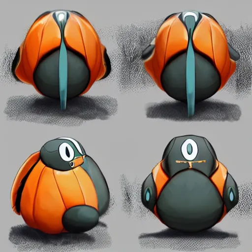 Image similar to A pokemon that looks like a A beetle, with a pumpkin-like shell that causes storms when it takes off，Trending on art station. Unreal engine.