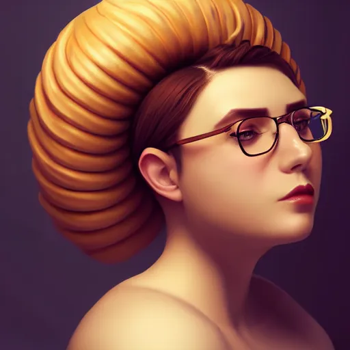 Prompt: portrait of a stocky beautiful beautiful woman with a bundt bundt pan face, greek romanian, glasses, wide shot, digital art, detailed , 8k, trending on artstation