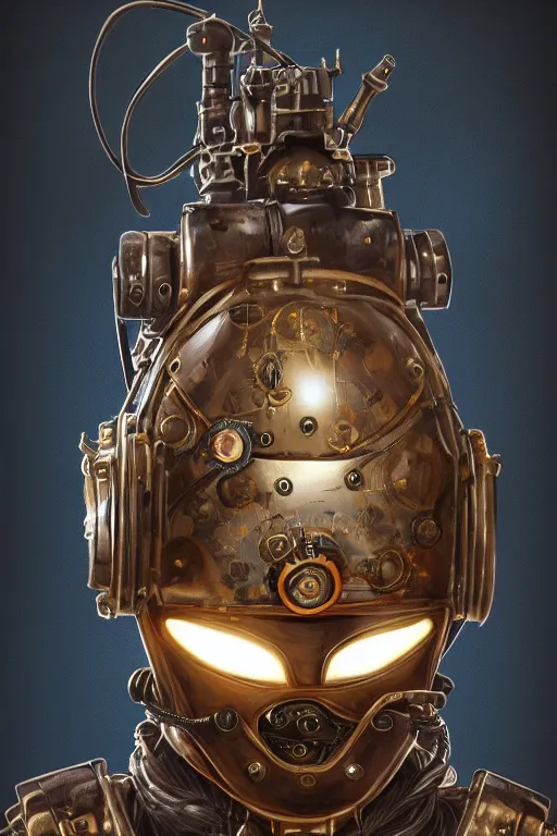 Image similar to steampunk helmet fantasy art mask robot ninja stylized digital illustration sharp focus, elegant intricate digital painting artstation concept art global illumination ray tracing advanced technology chaykin howard and campionpascale and cooke darwyn and davis jack