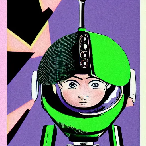 Image similar to robot with flying saucer head by hirohiko araki