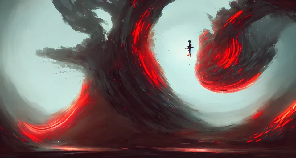 Image similar to a warping black and red checkerboard patterned vortex by peter mohrbacher, vivid colors, matte painting, 8K, concept art, mystical color scheme, trending on artstation