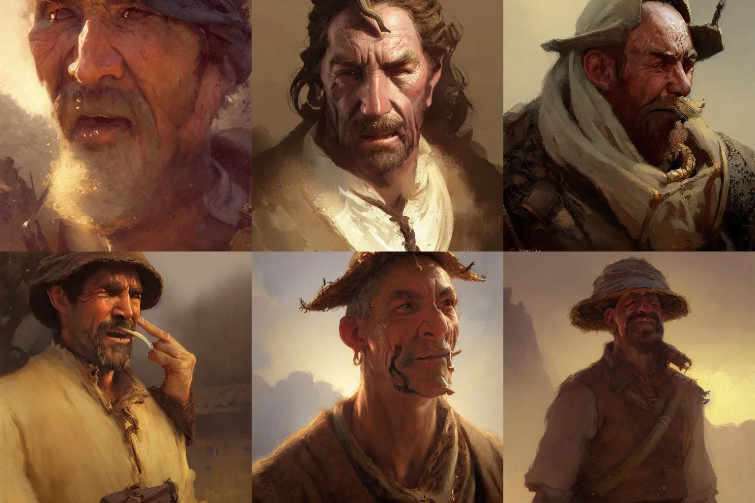 Prompt: a peasant man with a hooked nose, fantasy character portrait by greg rutkowski, craig mullins, gaston bussiere