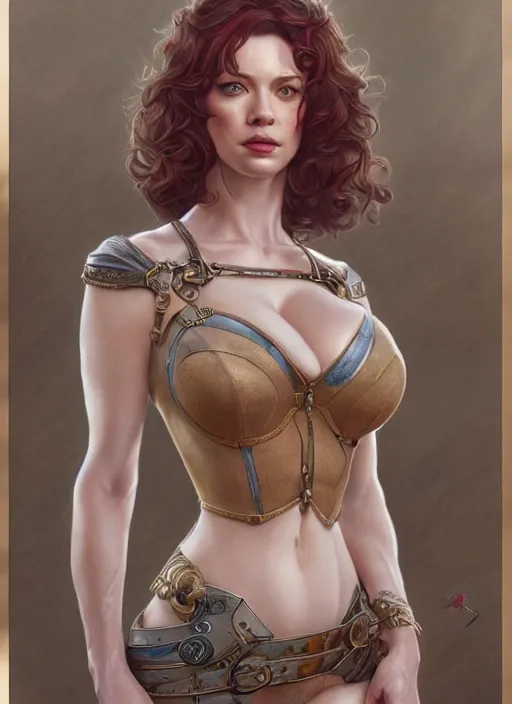 Image similar to Christina Hendricks as a ruggedly handsome heroine, tasteful, intricate, elegant, highly detailed, centered, digital painting, artstation, concept art, smooth, sharp focus, illustration, artgerm, donato giancola, Joseph Christian Leyendecker, WLOP