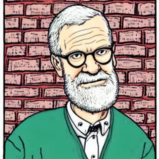 Prompt: david letterman drawn by robert crumb