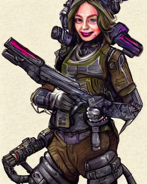 Image similar to sci fi goblin girl holding a laser rifle, concept art, full body